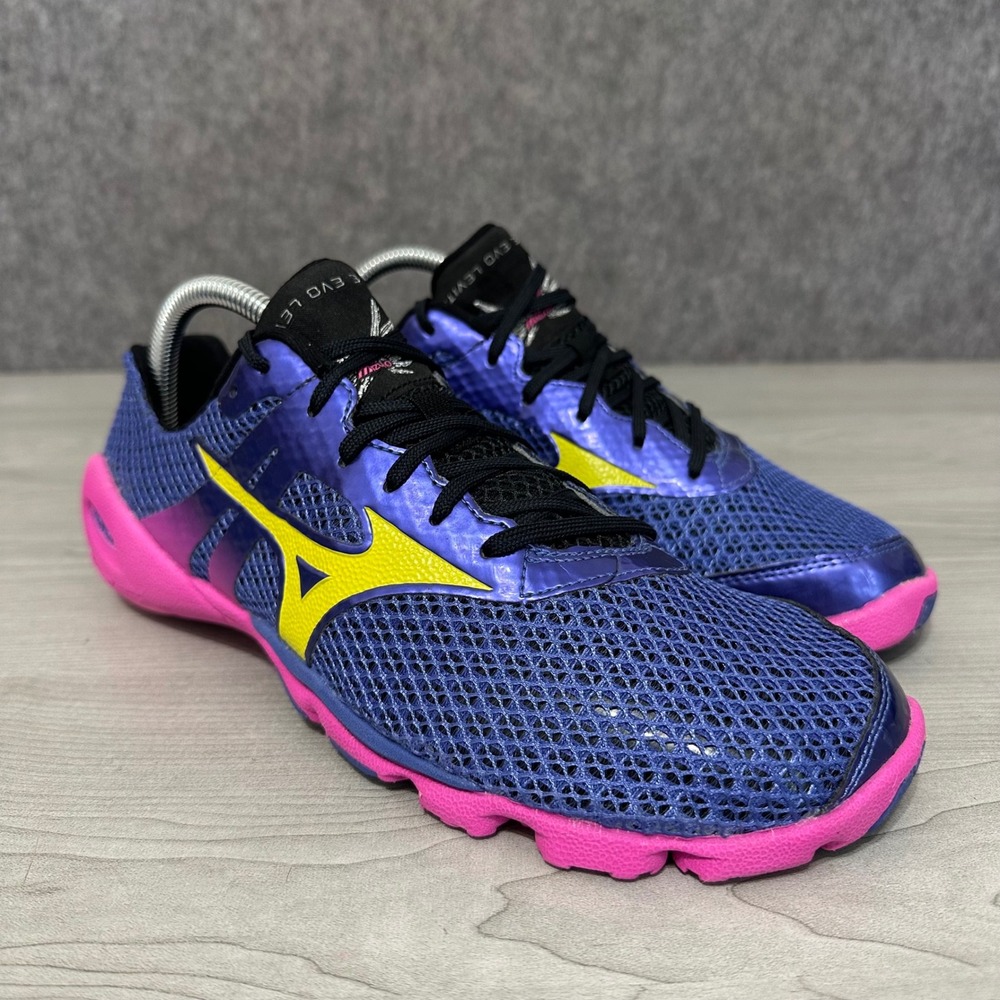 Mizuno Wave Evo Levitas Running Shoes Womens 9.5 Blue Yellow Minimalist Athletic
